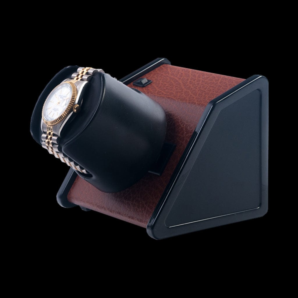 Orbita W05520/W05530 Sparta 1 Open Leatherette Sparta Series Watch Winder | Rotorwind Movement | Black/Brown Leatherette Finish | Single Watch Capacity