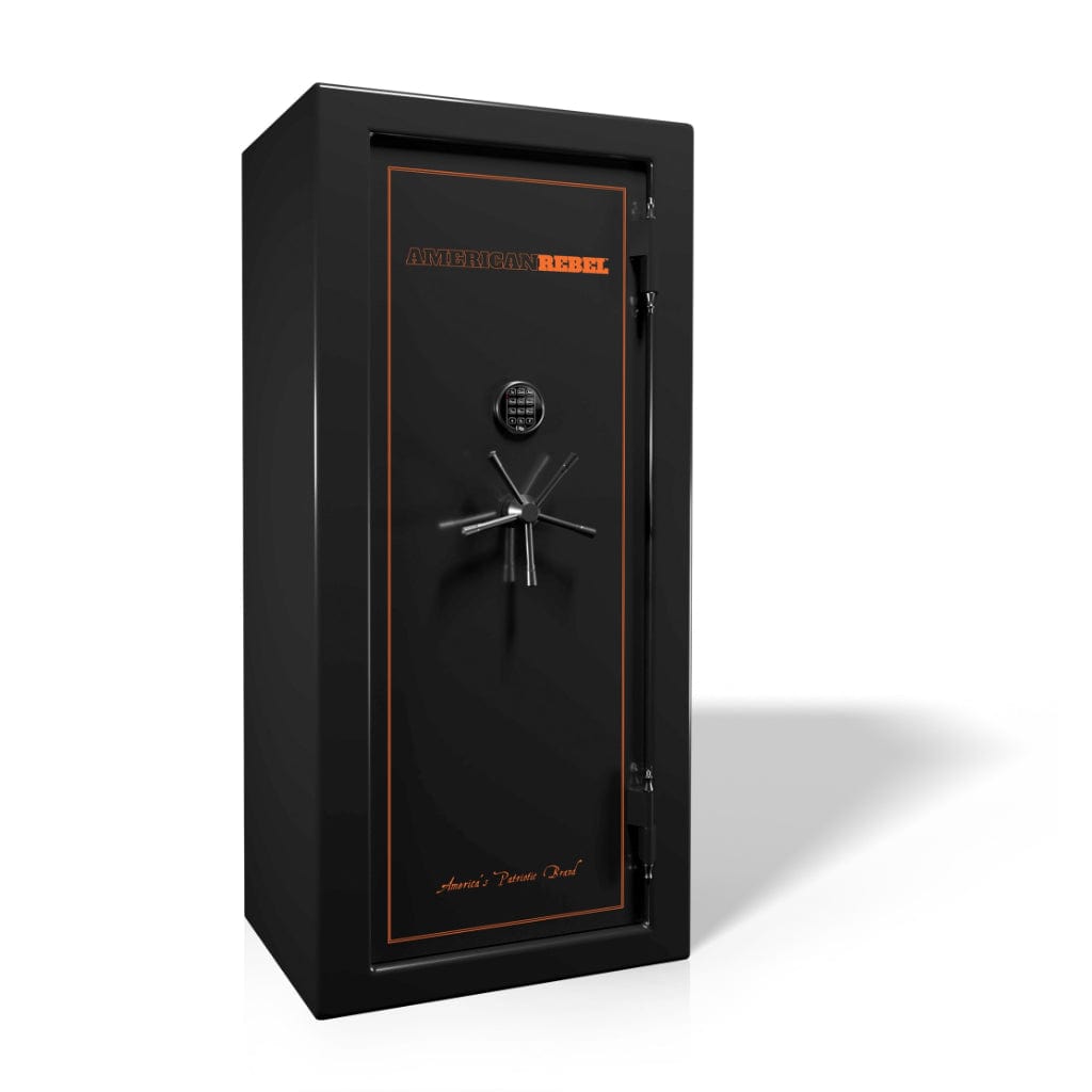 American Rebel AR-20 Black Smoke Safe | 15 Gun Capacity | 75 Minutes Fireproof at 1200°F Orange