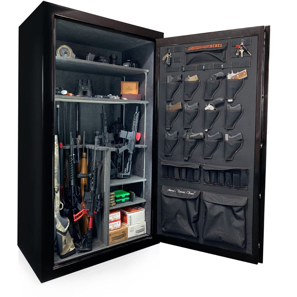 American Rebel AR-50 Black Smoke Safe | 45 Gun Capacity | 75 Minutes Fireproof at 1200°F Orange