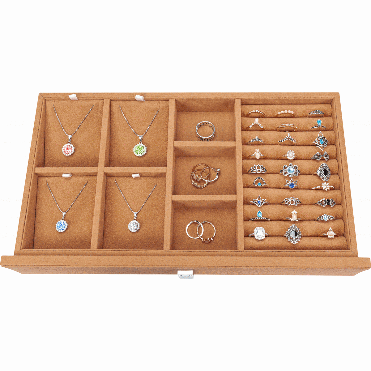 Barska AF13318 Jewelry Storage Drawer Set | Suede-Lined Tan Drawer Set | Safe Accessory