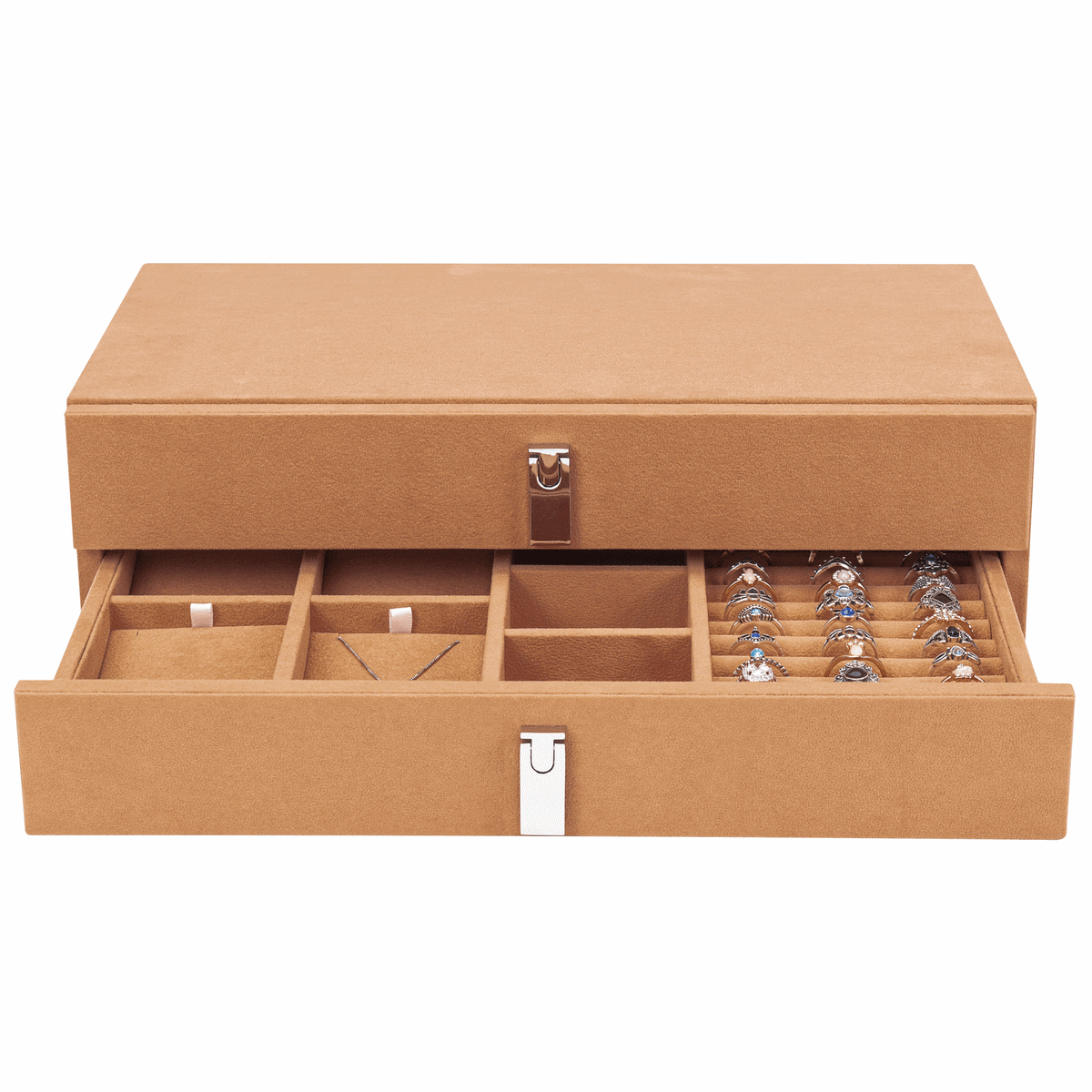 Barska AF13318 Jewelry Storage Drawer Set | Suede-Lined Tan Drawer Set | Safe Accessory