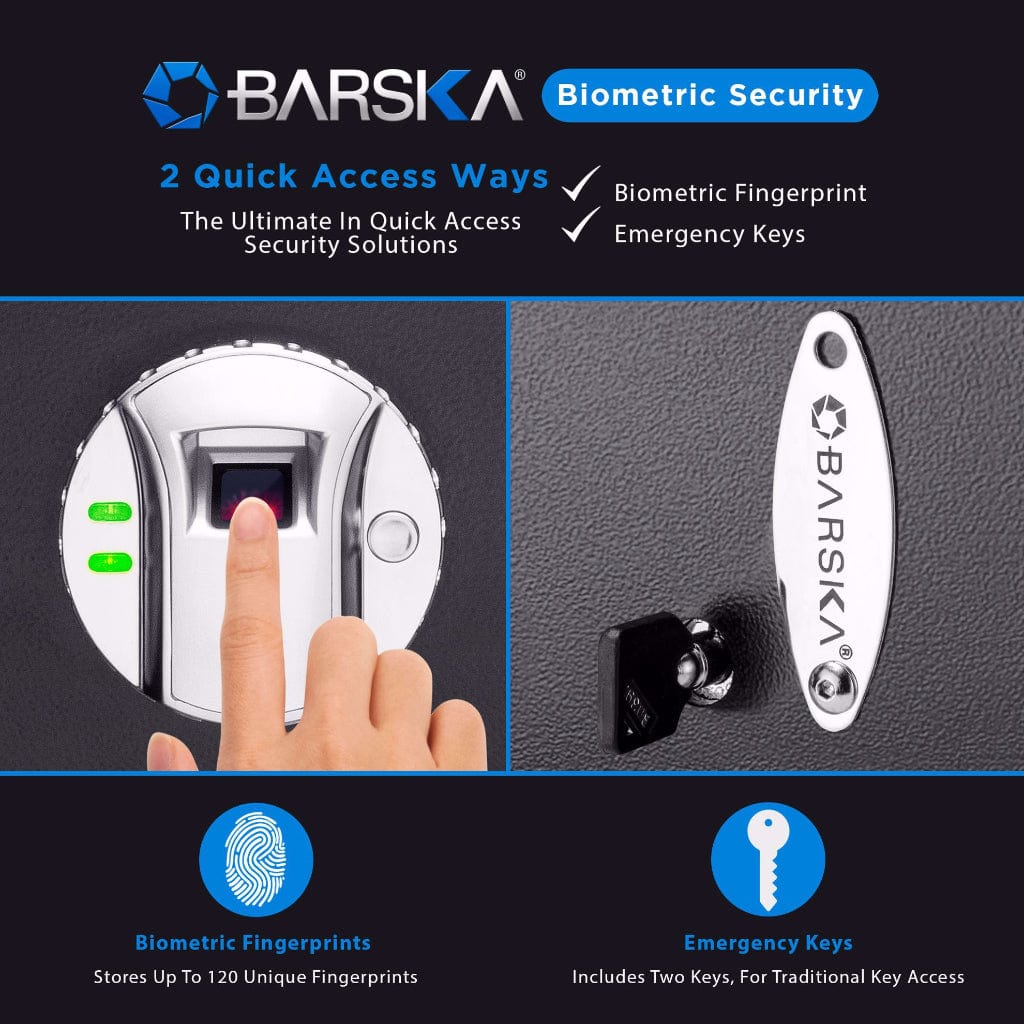 Barska AX11224 Biometric Security Safe | 0.80 Cubic Feet | Standard Biometric Security Safe