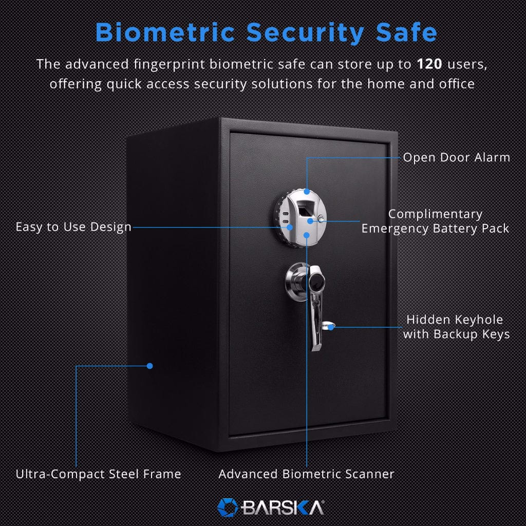 Barska AX11650 Biometric Security Safe | 1.45 Cubic Feet | Large Biometric Security Safe