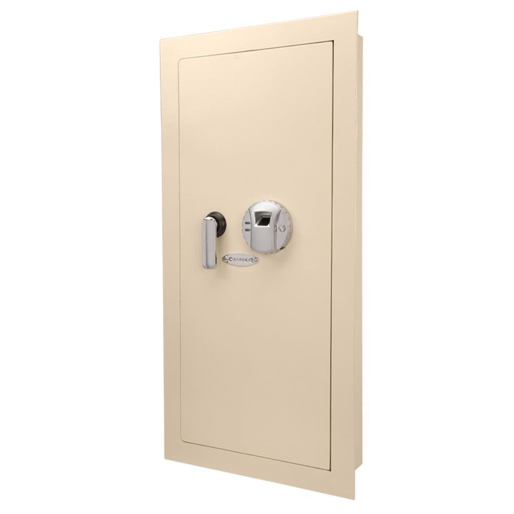 Barska AX12408/AX12880 Biometric Wall Safe | Right/Left Opening | Large Hidden Safe | 0.83 Cubic Feet, Beige Right Opening