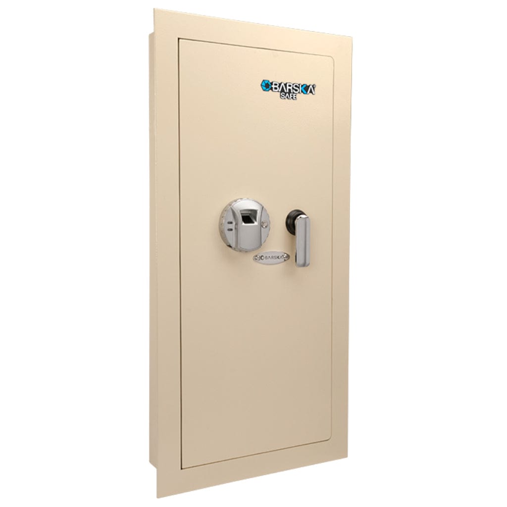Barska AX12408/AX12880 Biometric Wall Safe | Right/Left Opening | Large Hidden Safe | 0.83 Cubic Feet, Beige Right Opening