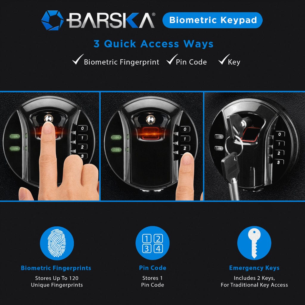 Barska AX13108 Depository Safe | Biometric Keypad | 0.72 Cubic Feet Locker
