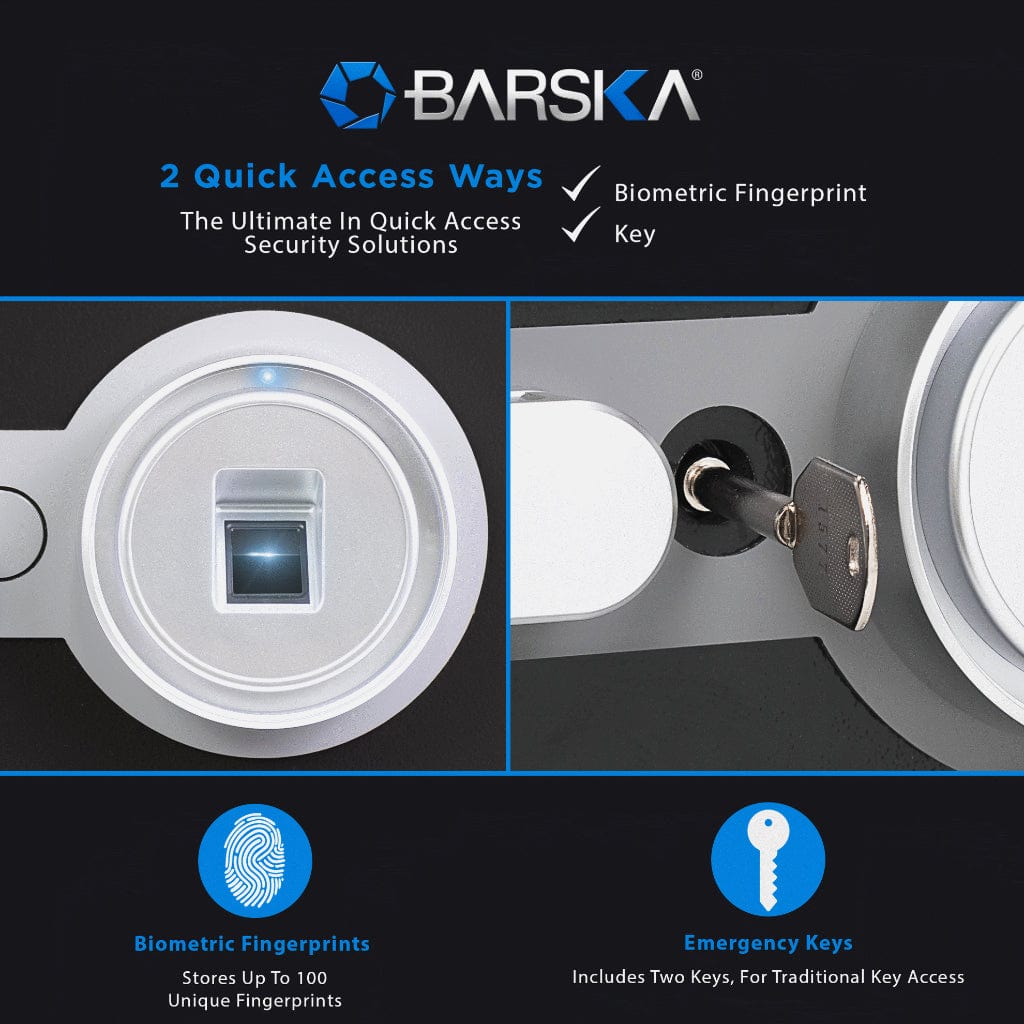 Barska AX13498 Biometric Fireproof Security Safe | 0.75 Cubic Feet | 30 Minutes Fireproof at 1200°F