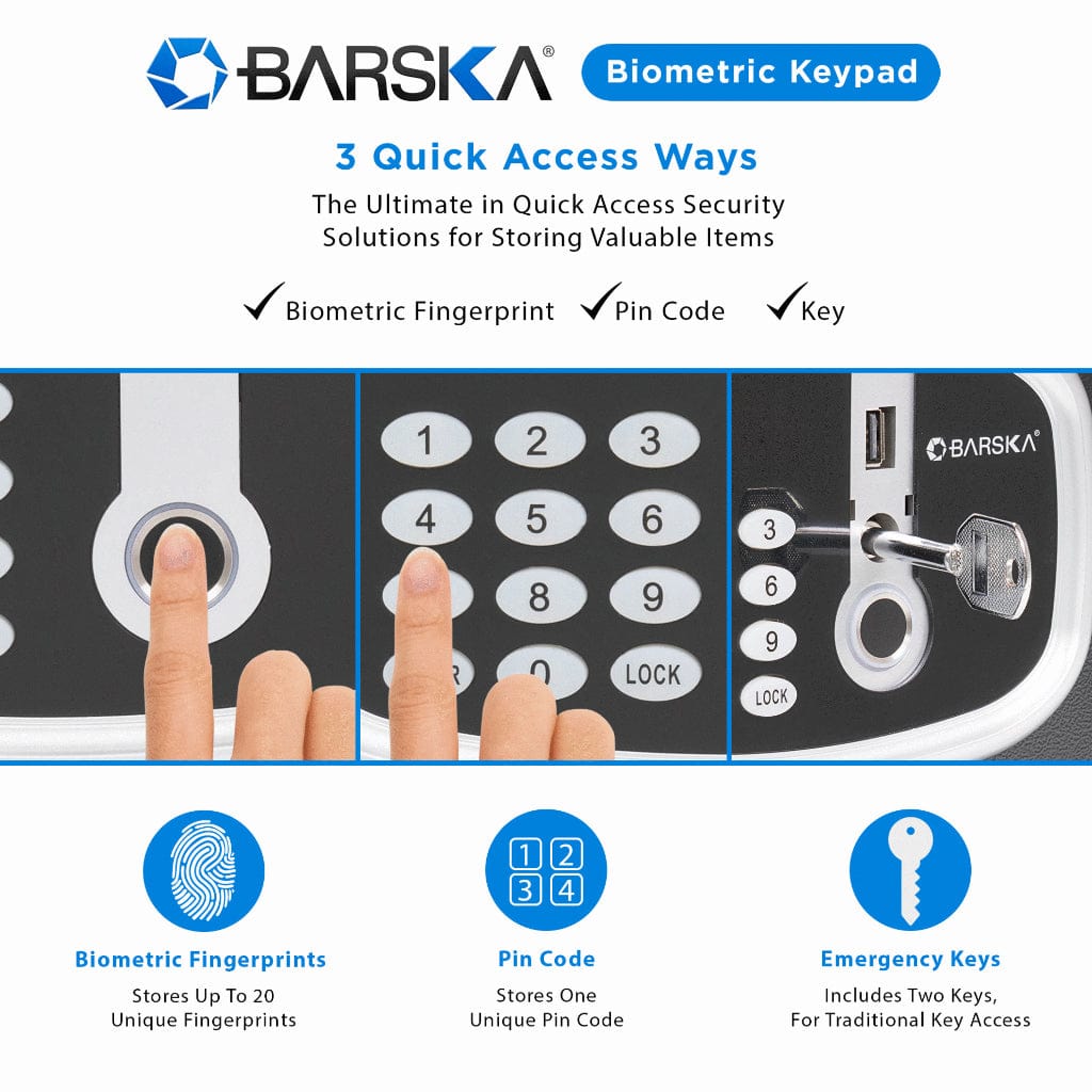 BARSKA AX13632 Digital Keypad Biometric Fingerprint Security Safe