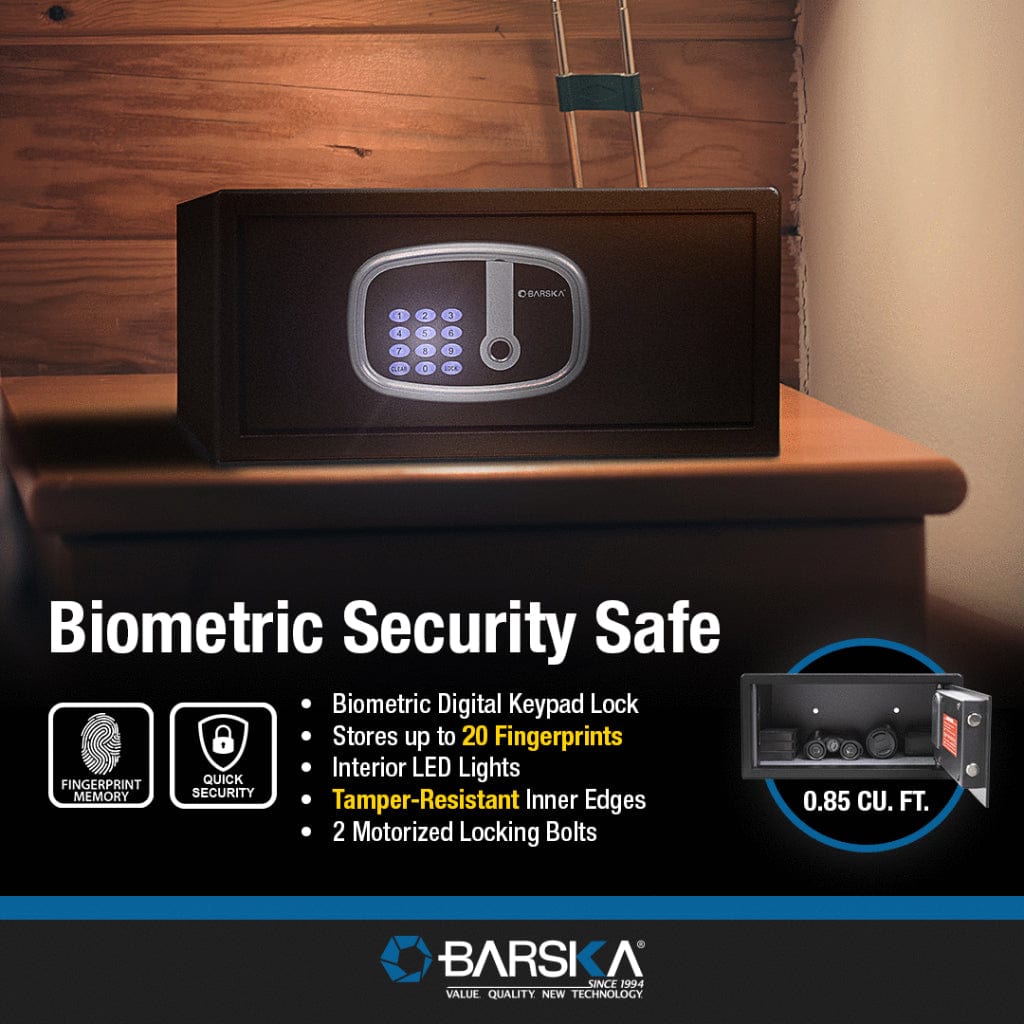 BARSKA AX13632 Digital Keypad Biometric Fingerprint Security Safe