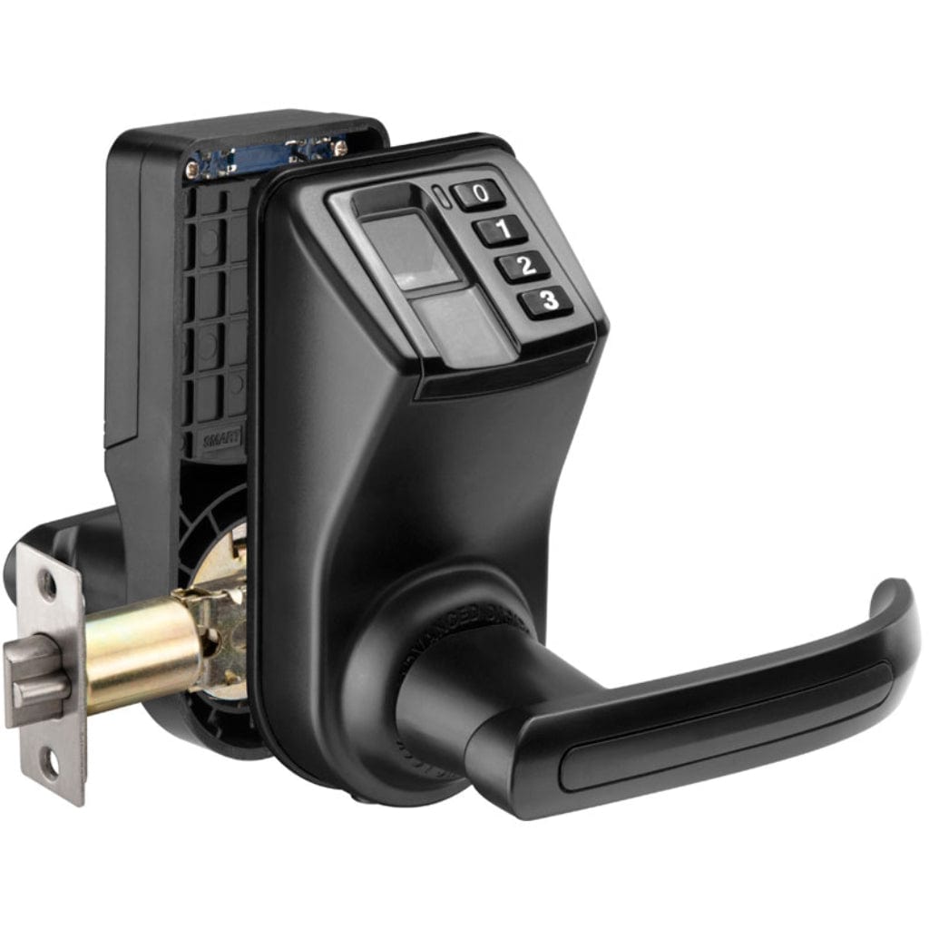 Barska EA12442 Door Lock | Biometric Keypad &amp; Mechanical Key Access | Black Reversible Handle