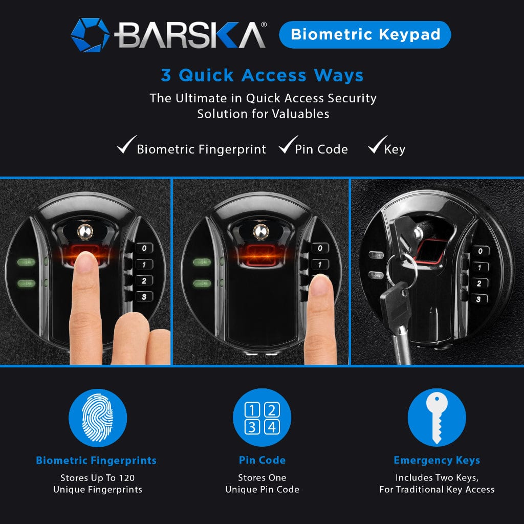 Barska HQ1000 Biometric Quick Access Keypad Rifle Safe AX13378 | Extra Large Safe Capacity | 16 Position Rifle Rack