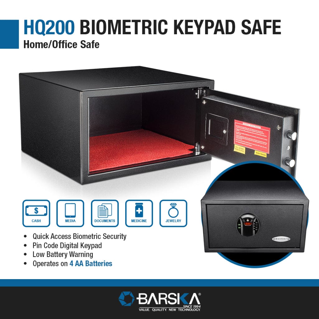 Barska HQ200 Biometric Digital Keypad Safe AX12840 | 0.99 Cubic Feet Home/Office Safe