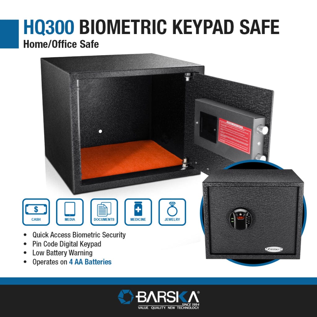 Barska HQ300 Biometric Digital Keypad Safe AX12428 | 1.45 Cubic Feet Home/Office Safe