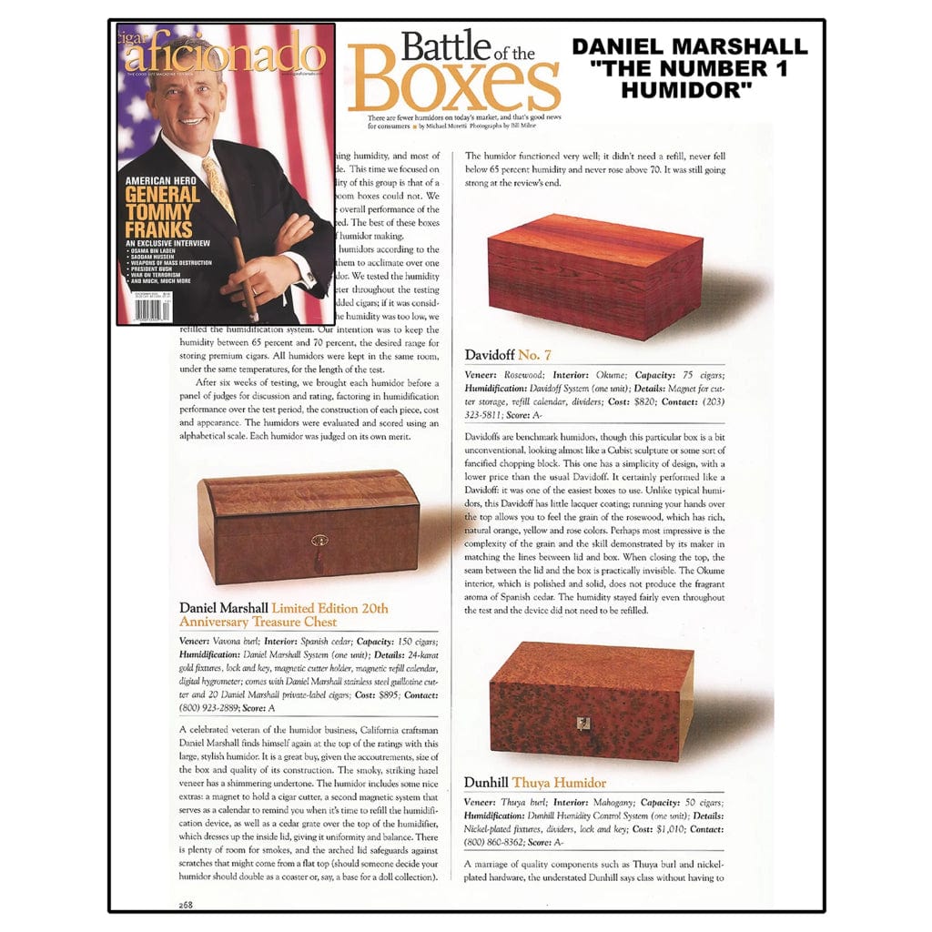 Daniel Marshall 100 Cigar in Precious Burl Private Stock | 100 Cigar Capacity | 24kt Gold Plated Hinges &amp; Locks | Spanish Cedar Interior