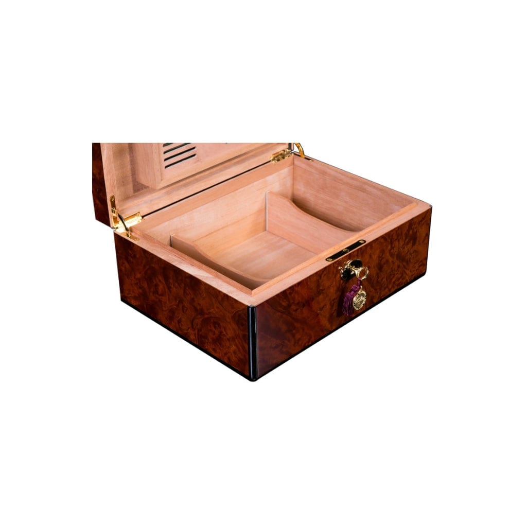 Copy of Daniel Marshall 100 Cigar in Precious Burl Private Stock | 100 Cigar Capacity | 24kt Gold Plated Hinges &amp; Locks | Spanish Cedar Interior