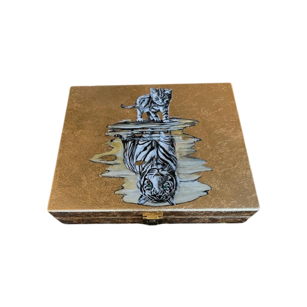 Daniel Marshall 24KT Gold "Day of the Tiger" Humidor Limited Edition | 20 Cigar Capacity | Spanish Cedar Interior