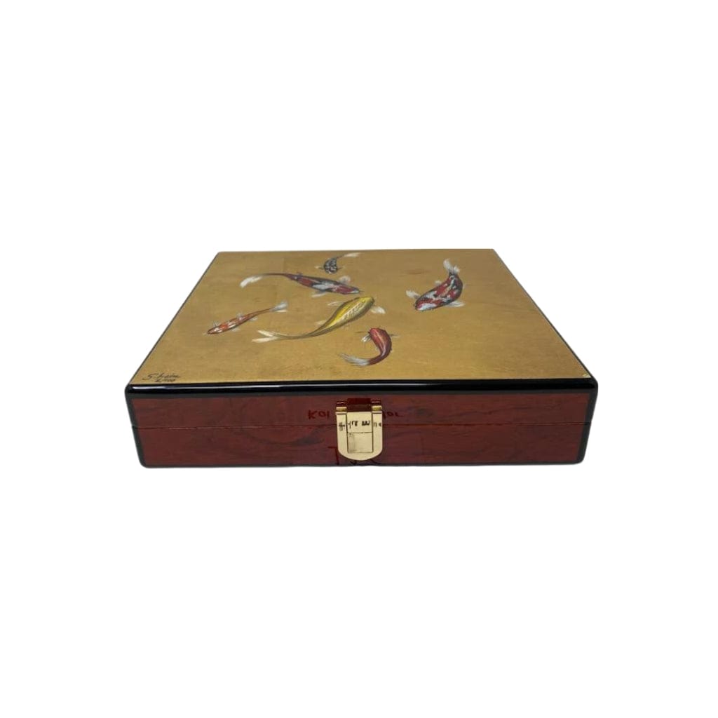 Daniel Marshall 24KT Gold Swimming Koi Fish Humidor Limited Edition | 20 Cigar Capacity | Spanish Cedar Interior