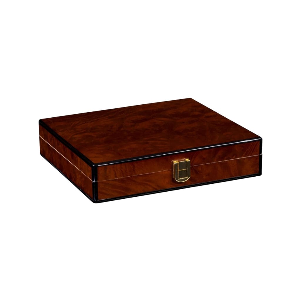 Copy of Daniel Marshall Desk-Travel Humidor in Precious Burl Private Stock | 20 Cigar Capacity | 24kt Gold Plated Hinges & Locks | Spanish Cedar Interior