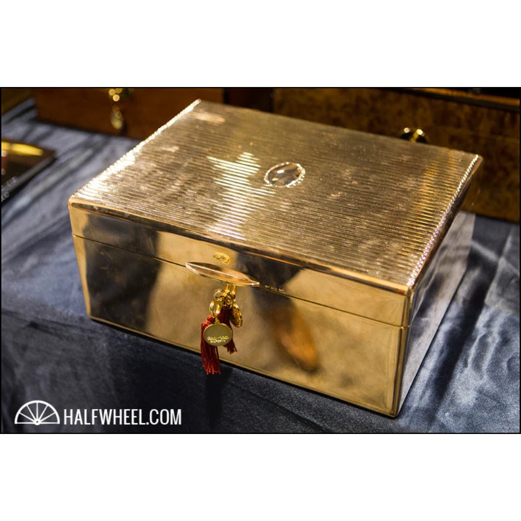 Daniel Marshall Italian 18Kt Gold Vermeil Sterling Silver Humidor | 100 Cigar Capacity | Sterling Silver