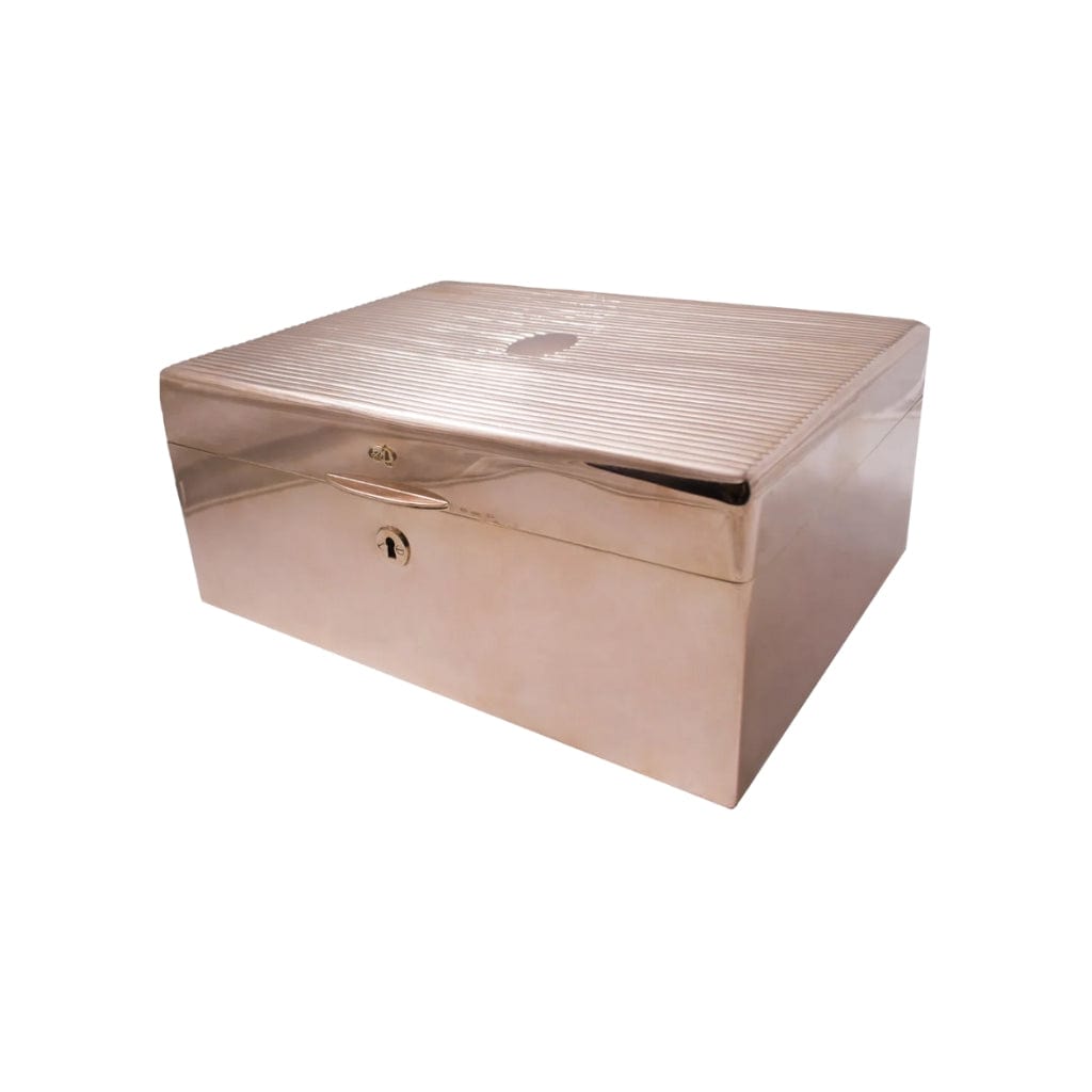 Daniel Marshall Italian 18Kt Gold Vermeil Sterling Silver Humidor | 100 Cigar Capacity | Sterling Silver