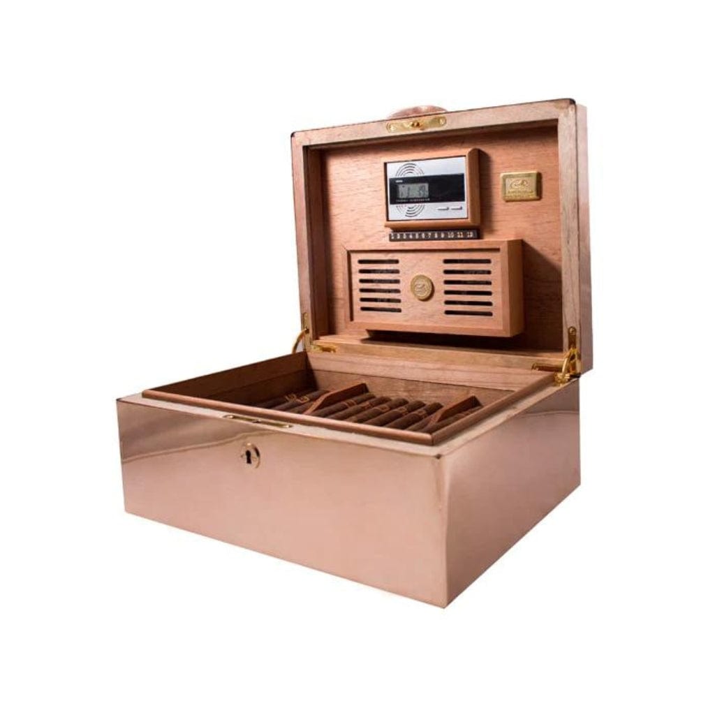 Daniel Marshall Italian 18Kt Gold Vermeil Sterling Silver Humidor | 100 Cigar Capacity | Sterling Silver