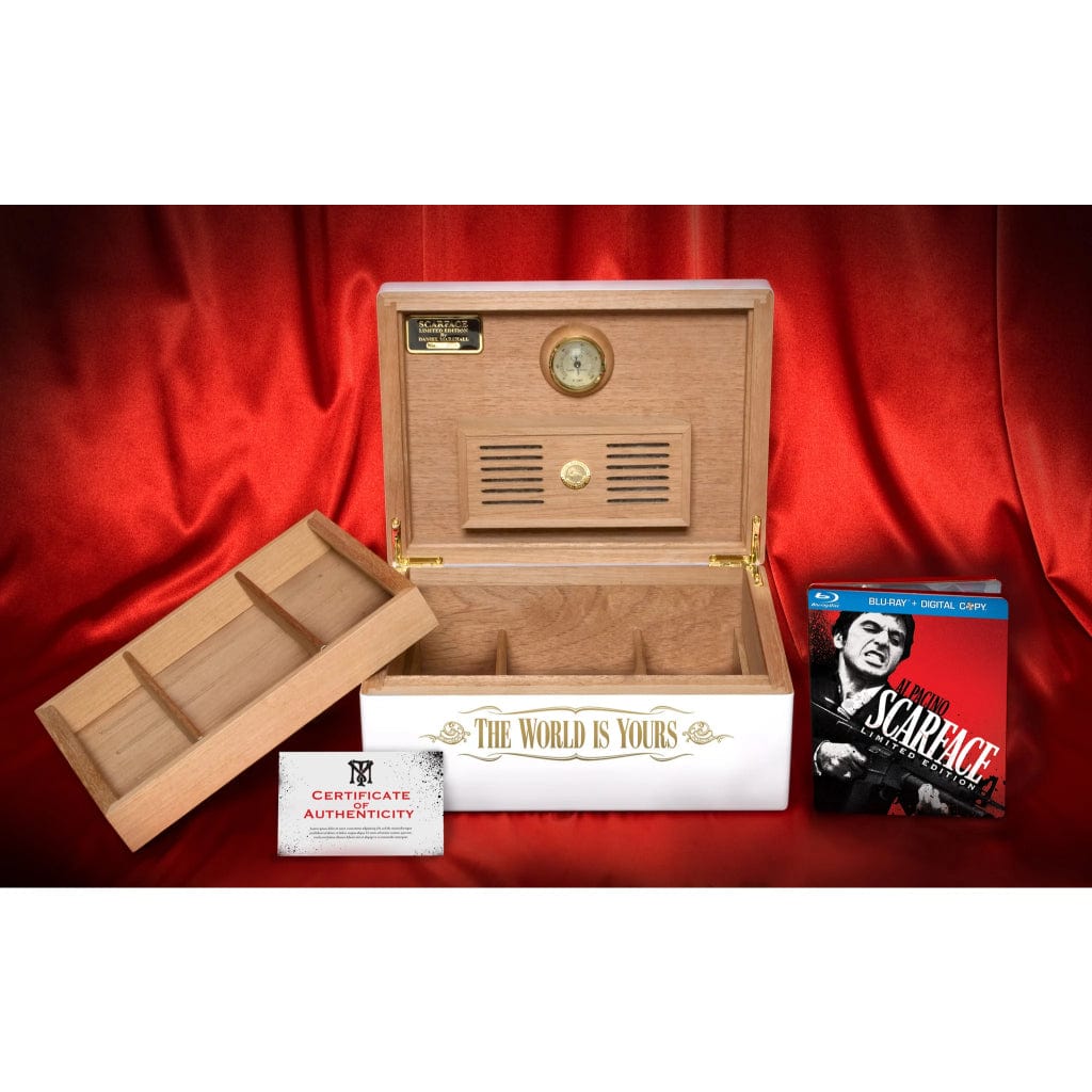Daniel Marshall &quot;Scarface&quot; Official Al Pacino Universal Studio Humidor Limited Edition | 100 Cigar Capacity | Spanish Cedar Lift Tray with Dividers