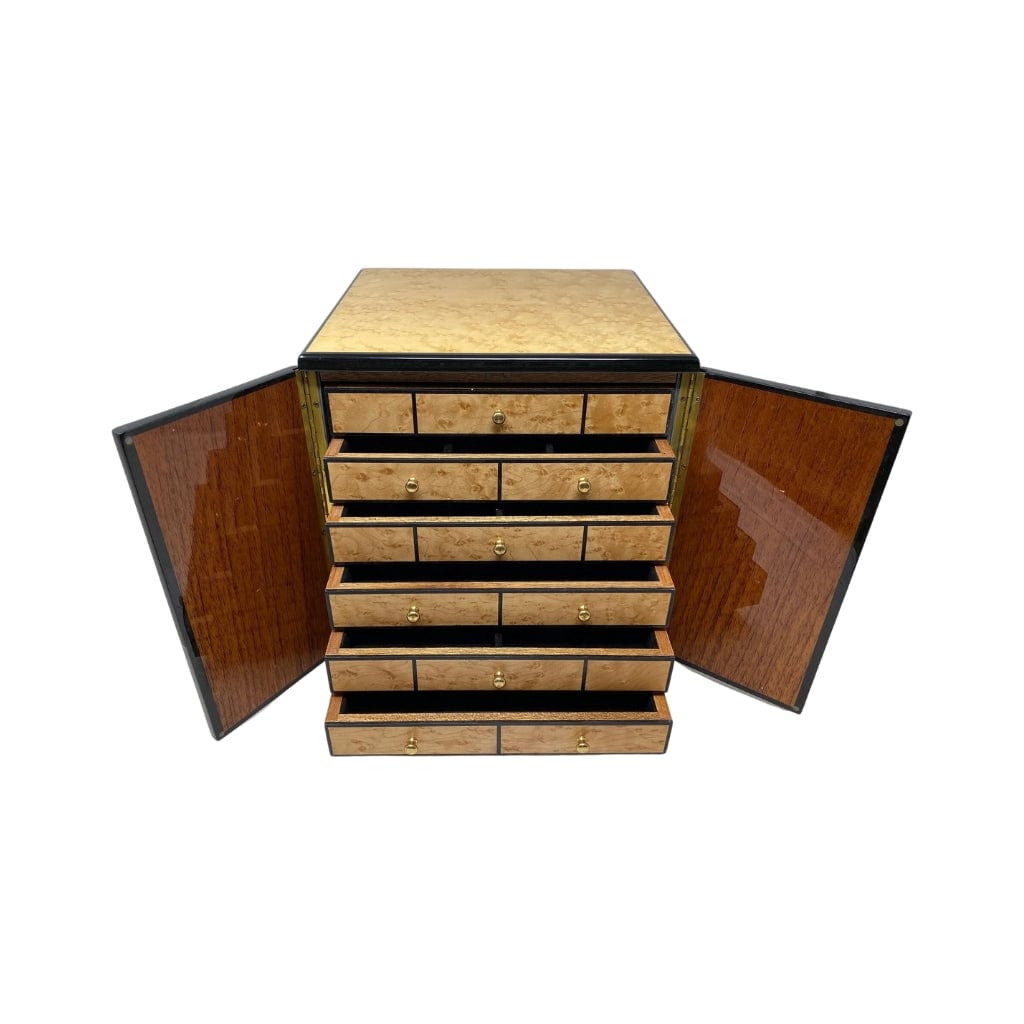 Daniel Marshall Tiffany&amp;Co Jewelry Cabinet in Birdseye Maple Factory Floor Sale #263 Limited Edition | Spanish Cedar Interior