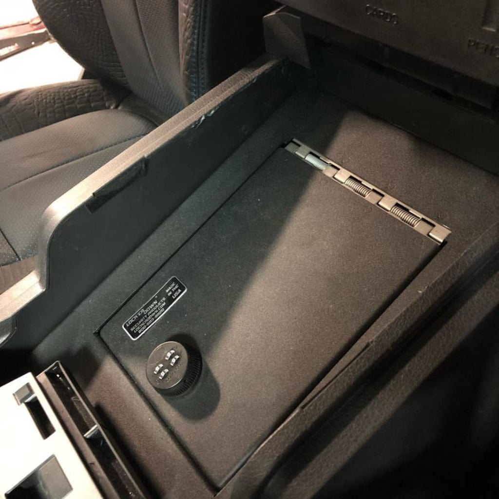 Lock&#39;er Down LD2034 Console Safe | Ford Super Duty 2011-2016 | Full Floor Console | Heavy 12 Gauge Steel | 4 Point Locking System