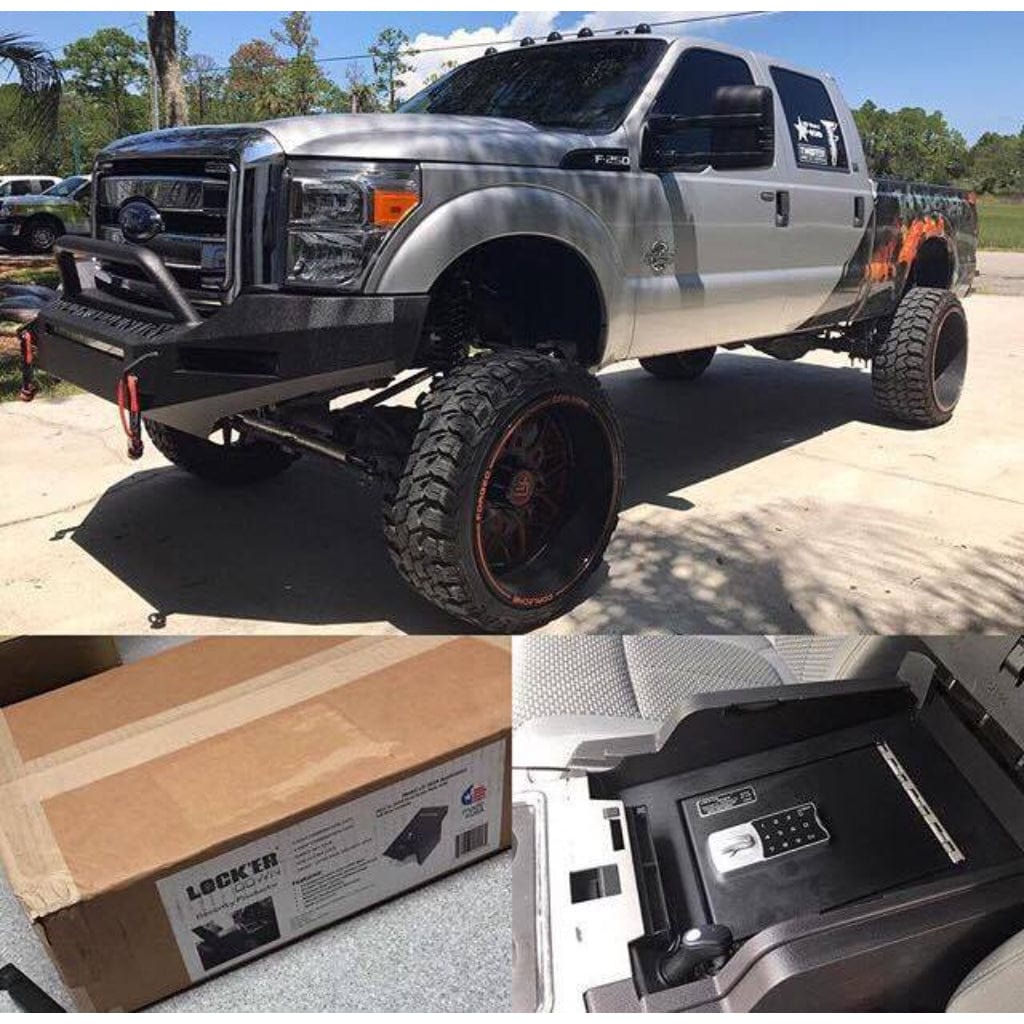 Lock&#39;er Down LD2034 Console Safe | Ford Super Duty 2011-2016 | Full Floor Console | Heavy 12 Gauge Steel | 4 Point Locking System