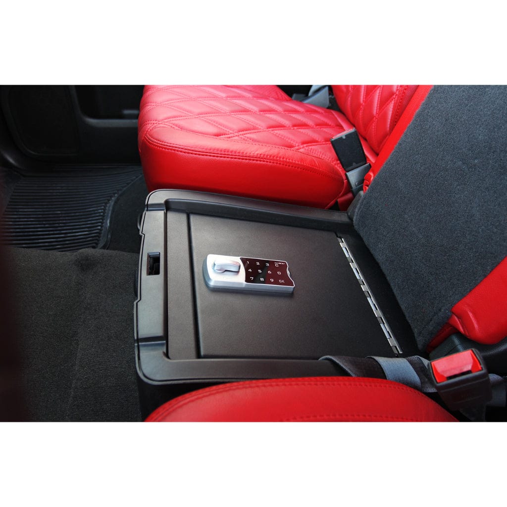Lock&#39;er Down LD2041 Console Safe for Chevrolet Silverado (2014-2019), GMC Sierra 1500, 2500 &amp; 3500 (2015 -2020) | Under Seat Console Bench Seat | Heavy 12 Gauge Steel | 4 Point Locking System