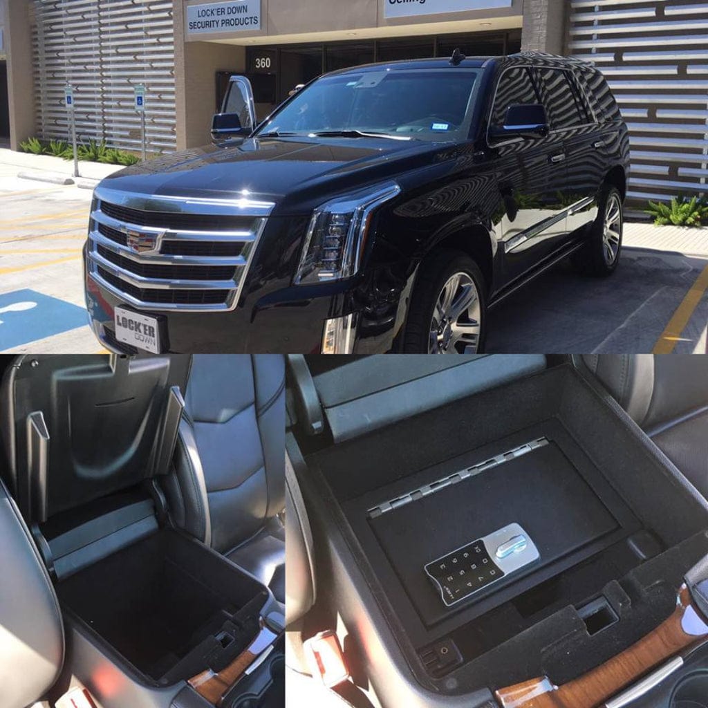 Lock&#39;er Down LD2044 Console Safe for Cadillac Escalade (2015-2020) | Heavy 12 Gauge Steel | 4 Point Locking System
