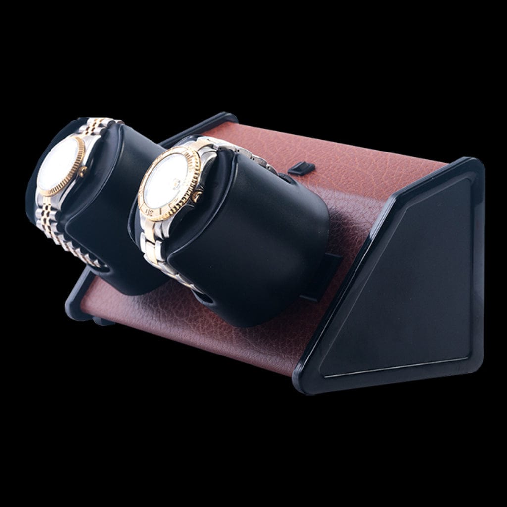 Orbita W05570/W05580 Sparta 2 Open Leatherette Sparta Series Watch Winder | Rotorwind | Black/Brown Leatherette | 2 Watch Capacity