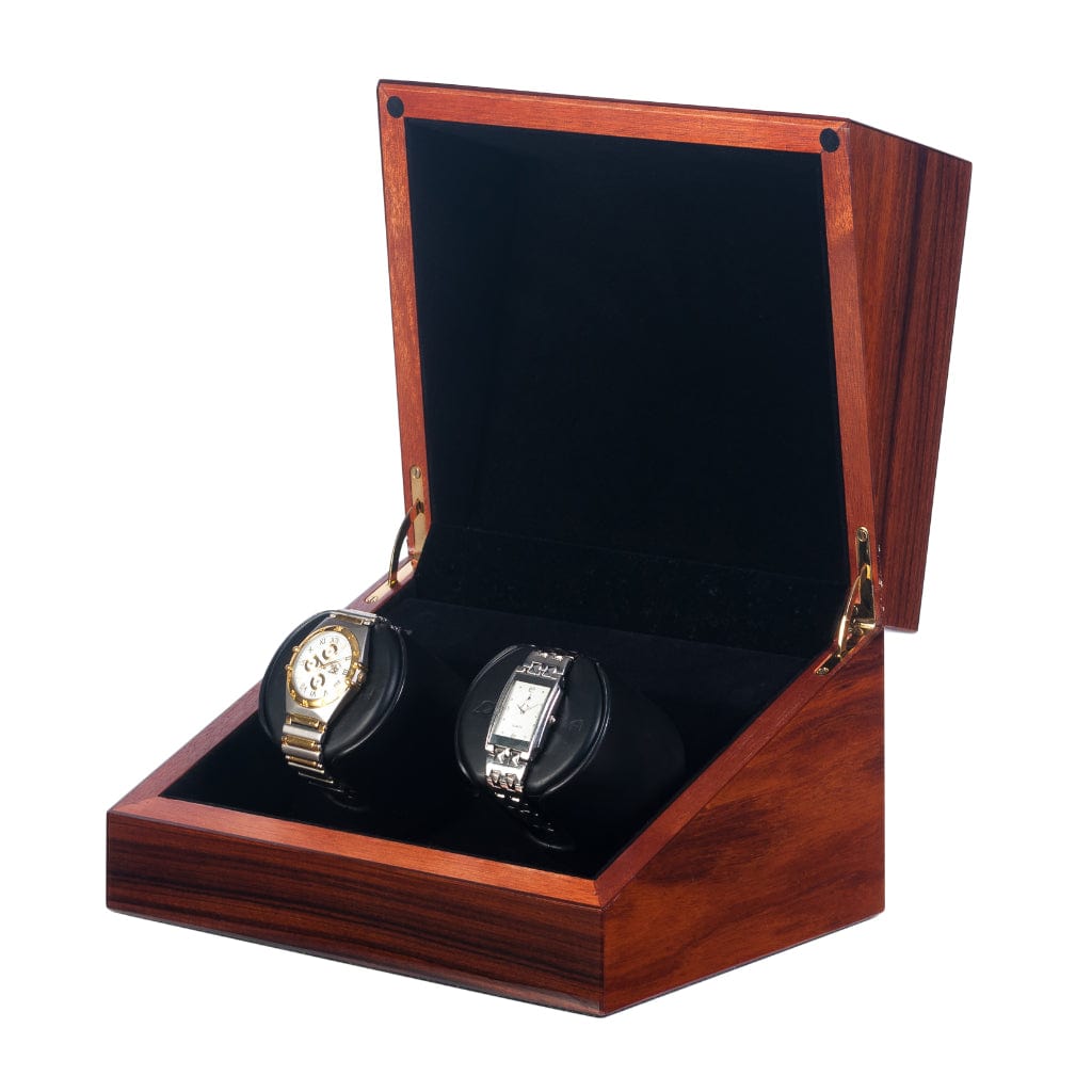 Orbita W07012/W07013 Sparta 2 Deluxe Sparta Series Watch Winder | Rotorwind | Teak/Burl Case Finish | 2 Watch Capacity