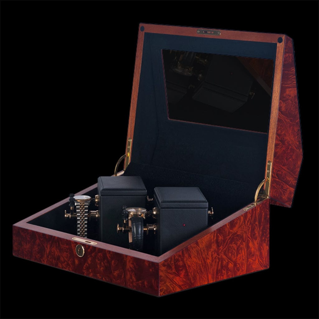 Orbita W31005/W31002 Sempre 2 Sempre Series Watch Winder | Programmable Winder for Hand-wound Watch | 2 Modules in Teak/Burl Case Finish