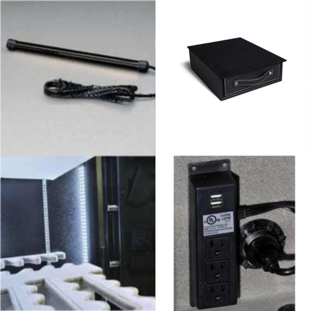 Premium Upgrade Option for AmSec NF Gun Safe | 36" LED Light Kit | Dehumidifier Rod | Velvet Lined Jewelry Drawer | Power Strip with USB