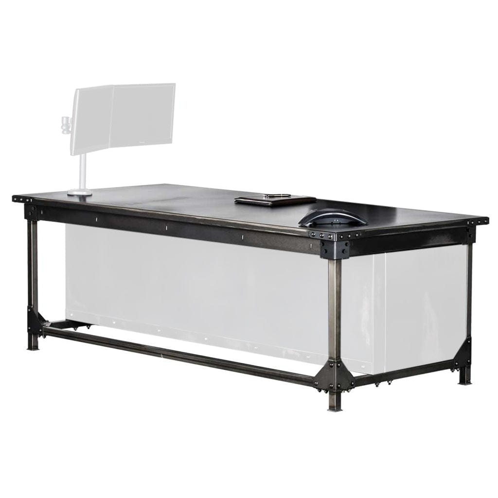 Rhino IWD3084/IWD4284 Ironworks Executive Desk Office Furniture ǀ 30"/42"H x 84"W x 42"D ǀ 450/470 Lbs 30"H x 84"W x 42"D / Executive Desk: Drawers/Computer Cabinet/Fascia (Pictured)