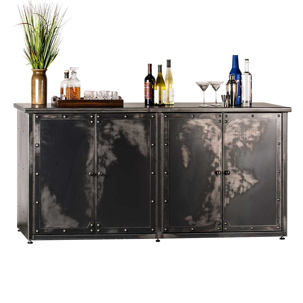 Rhino IWSC3676/IWSC3676A Ironworks Credenza Home Furniture ǀ 36"H x 76"W x 18"/24"D ǀ 350 Lbs 36"H x 76"W x 18"D / Unique Antiqued Finish