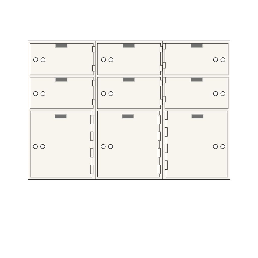 SoCal Bridgeman AX-9 Modular Depository Safe | 6 x [5"x10"] + 3 x [10"x10"] Deposit Boxes
