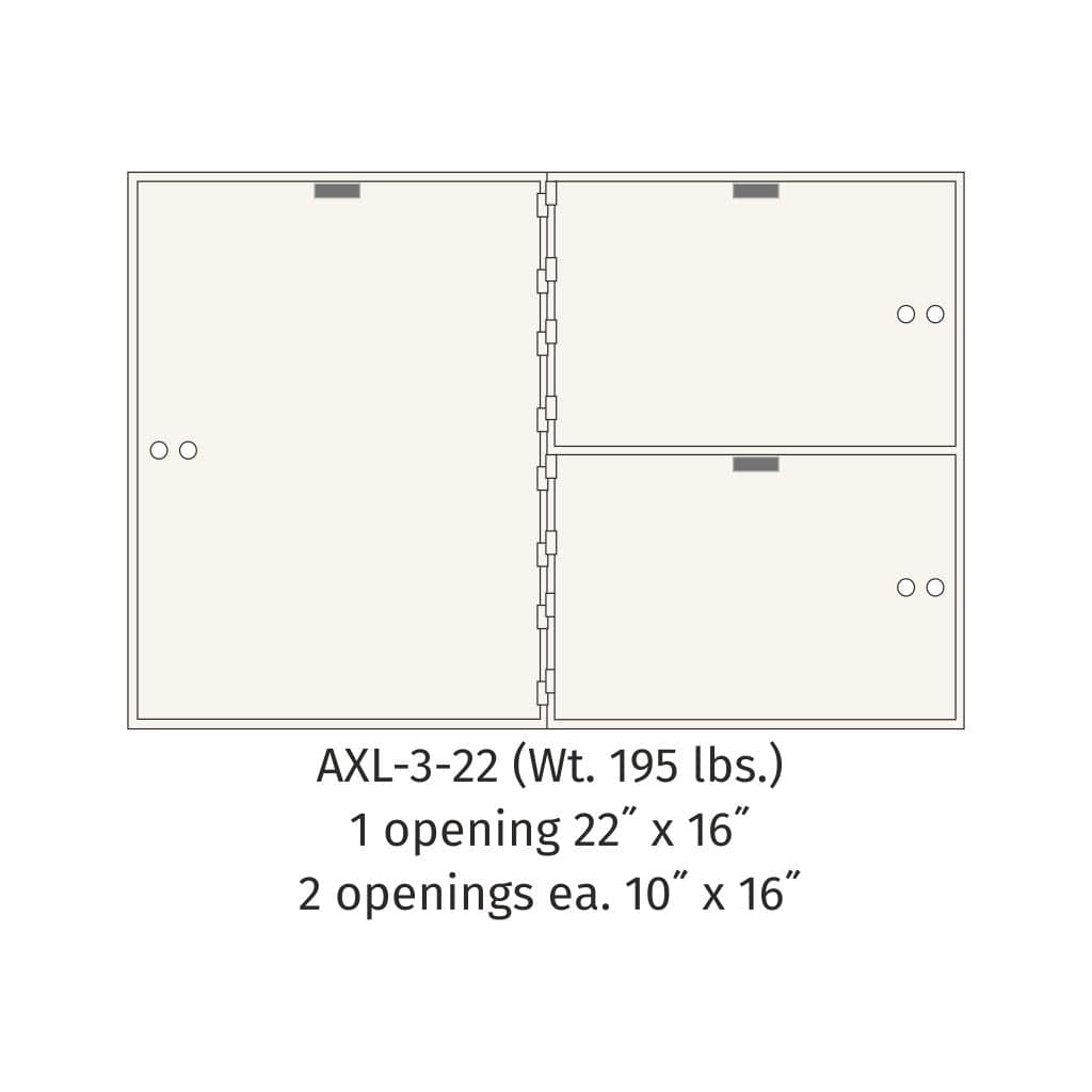 SoCal Bridgeman AXL-3-22 Modular Teller Lockers | 1 x [22"x16"] + 2 x [10"x16"] Security Boxes