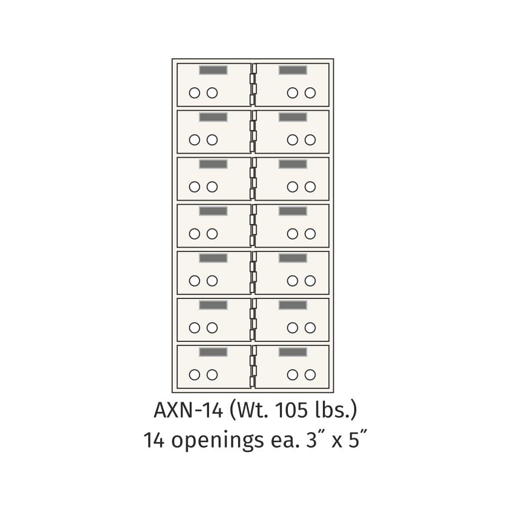 SoCal Bridgeman AXN-14 Modular Depository Safe | 14 x [3"x5"] Deposit Boxes