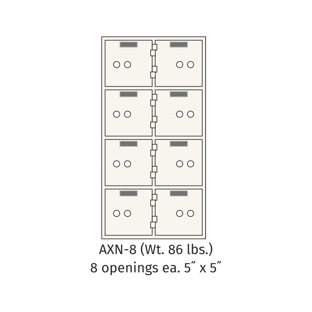 SoCal Bridgeman AXN-8 Modular Depository Safe | 8 x [5"x5"] Deposit Boxes