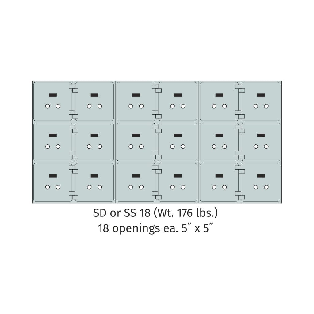 SoCal Bridgeman SD-18 Modular Safe Deposit Boxes | 18 x [5"x5"] Security Boxes