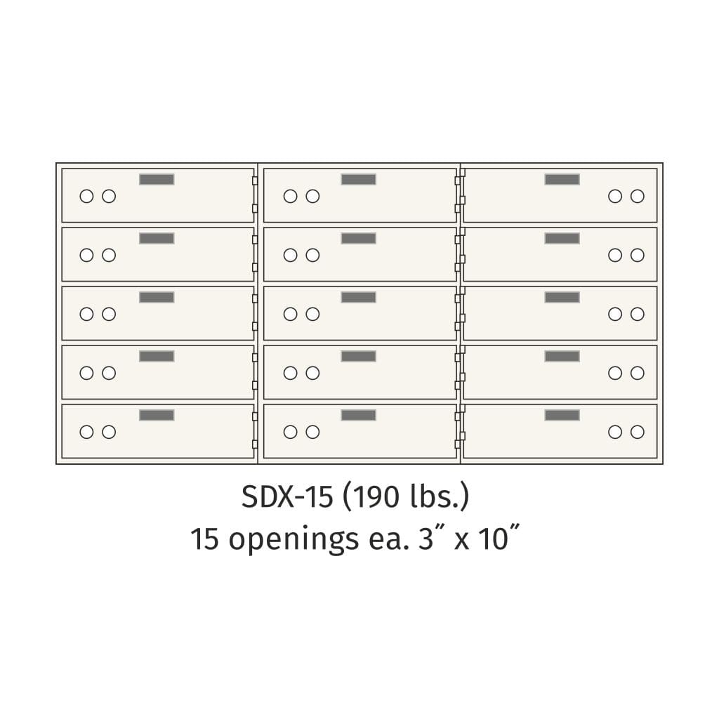 SoCal Bridgeman SDX-15 Modular Safe Deposit Boxes | 15 x [3"x10"] Security Boxes