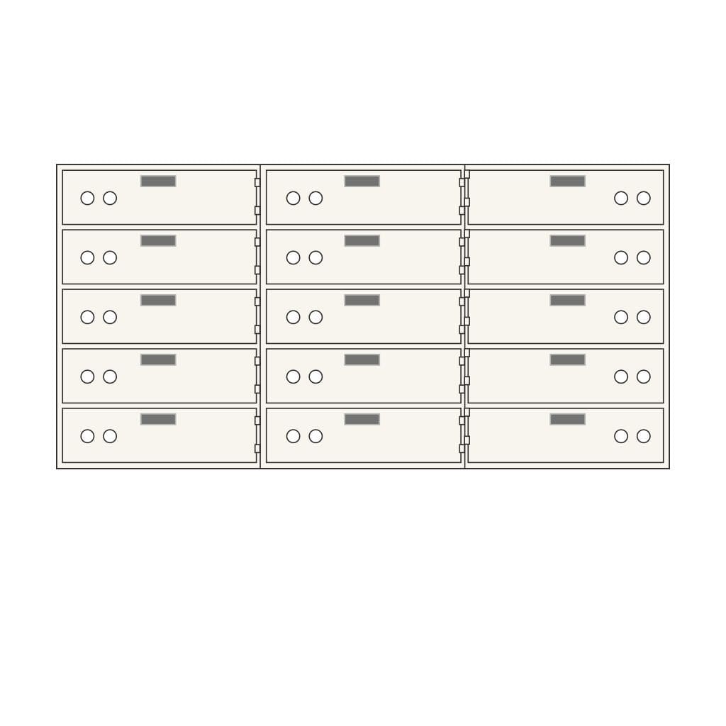 SoCal Bridgeman SDX-15 Modular Safe Deposit Boxes | 15 x [3"x10"] Security Boxes