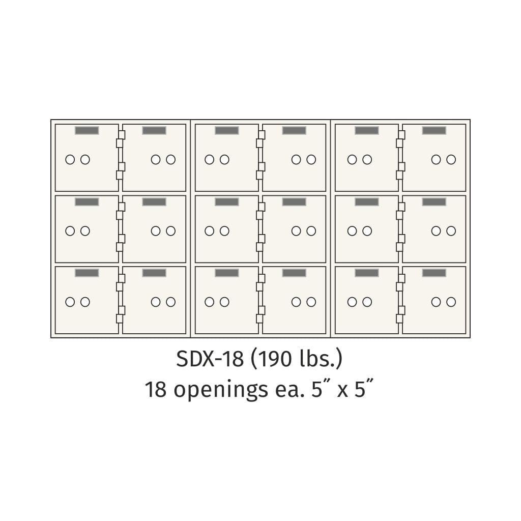 SoCal Bridgeman SDX-18 Modular Safe Deposit Boxes | 18 x [5&quot;x5&quot;] Security Boxes