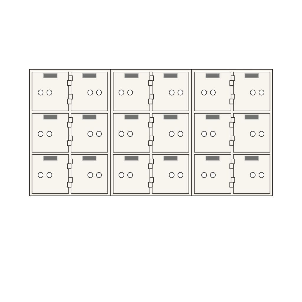 SoCal Bridgeman SDX-18 Modular Safe Deposit Boxes | 18 x [5"x5"] Security Boxes