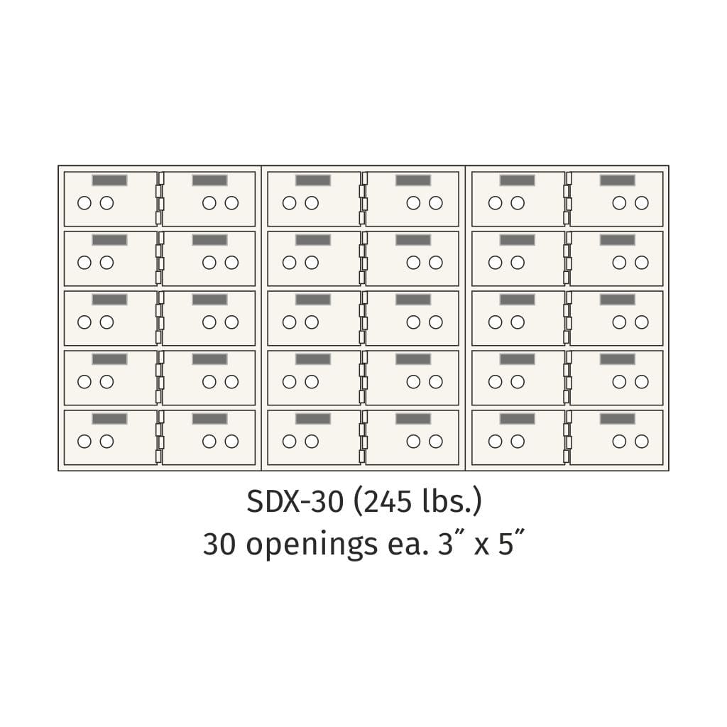 SoCal Bridgeman SDX-30 Modular Safe Deposit Boxes | 30 x [3"x5"] Security Boxes