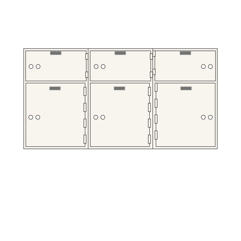 SoCal Bridgeman SDX-6 Modular Safe Deposit Boxes | 3 x [5&quot;x10&quot;] + 3 x [10&quot;x10&quot;] Security Boxes