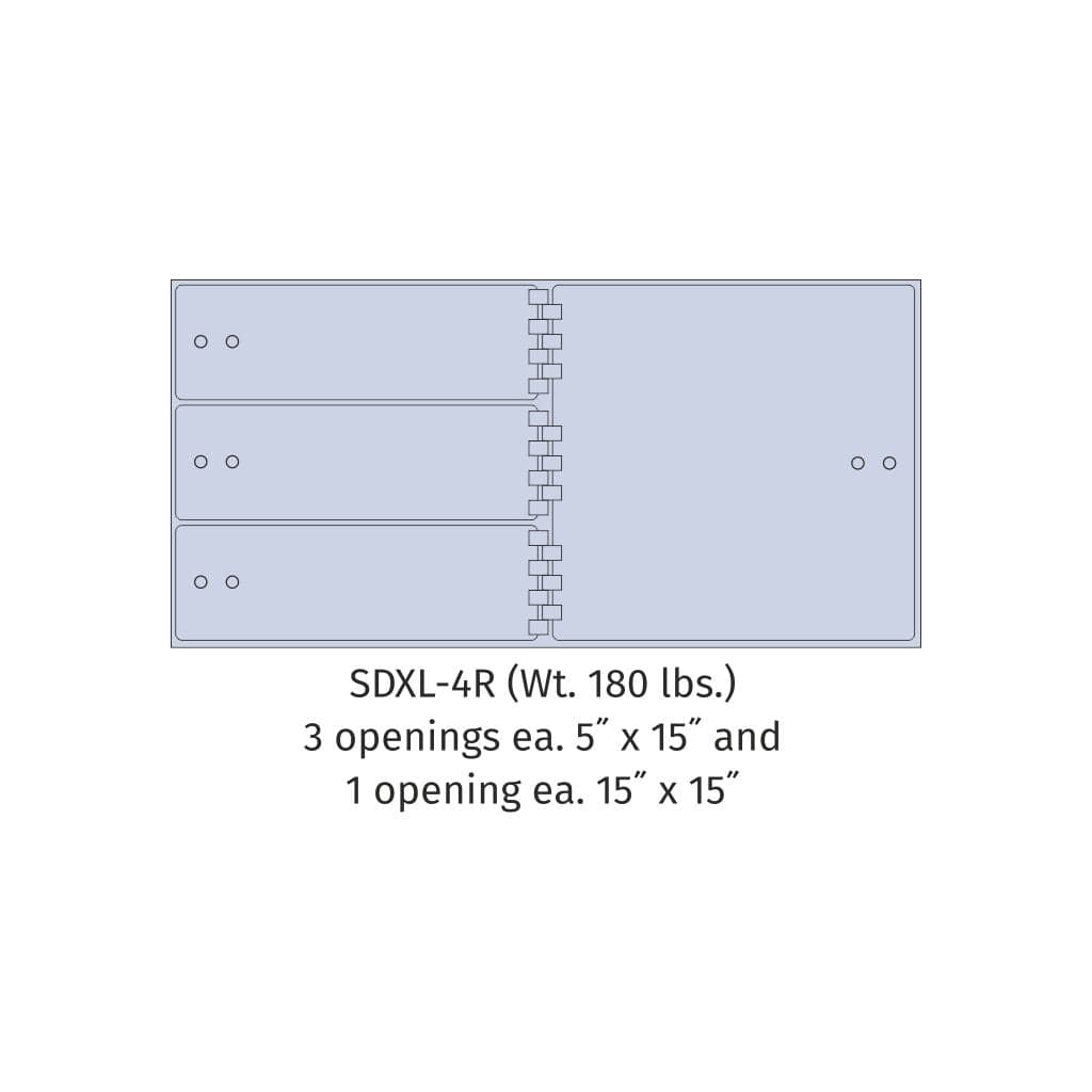 SoCal Bridgeman SDXL-4R Modular Teller Lockers | 3 x [5&quot;x15&quot;] + 1 x [15&quot;x15&quot;] Security Boxes