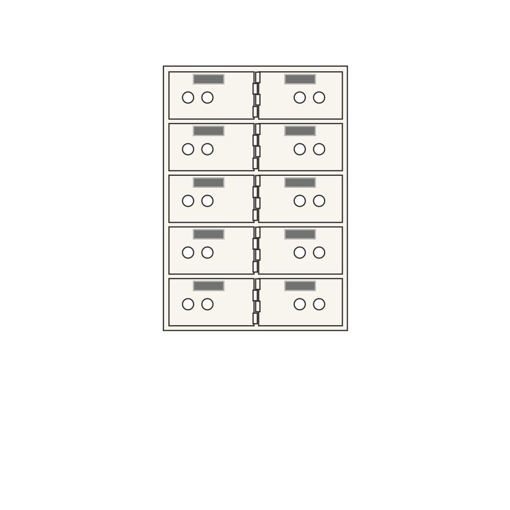 SoCal Bridgeman SDXN-10 Modular Safe Deposit Boxes | 10 x [3"x5"] Security Boxes
